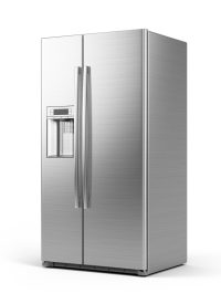 Modern,Side,By,Side,Stainless,Steel,Refrigerator,.,Fridge,Freezer